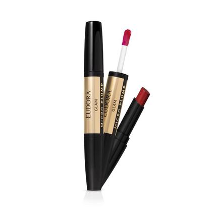 Imagem de Batom Eudora Duo Vermelho Único Glam Micro Plump 1,8g Lançamento  maquiador
