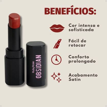 Imagem de Batom Lipstick Ruby Rose Obsidian Cream Satin Ocs04 Hb-7000-4