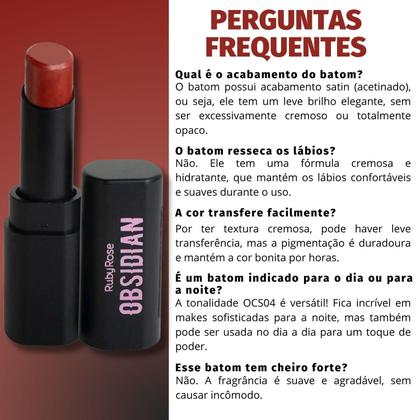Imagem de Batom Lipstick Ruby Rose Obsidian Cream Satin Ocs04 Hb-7000-4
