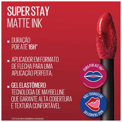 Imagem de Batom Líquido Longa Duração Maybelline SuperStay Matte Ink 5ml