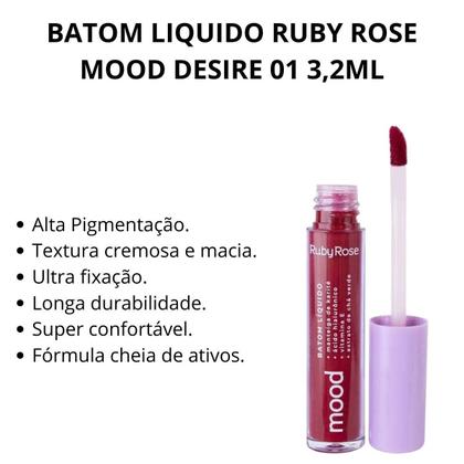 Imagem de Batom Liquido Ruby Rose Mood Desire 01 3,2ml