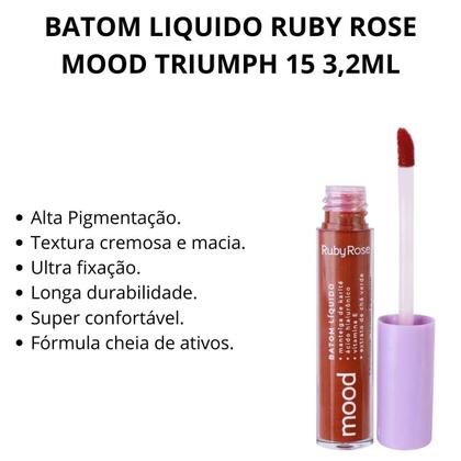 Imagem de Batom Liquido Ruby Rose Mood Triumph 15 3,2ml