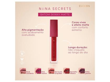 Imagem de Batom Líquido Vermelho Híbisco Niina Secrets by Eudora Skinny Matte 5ml
