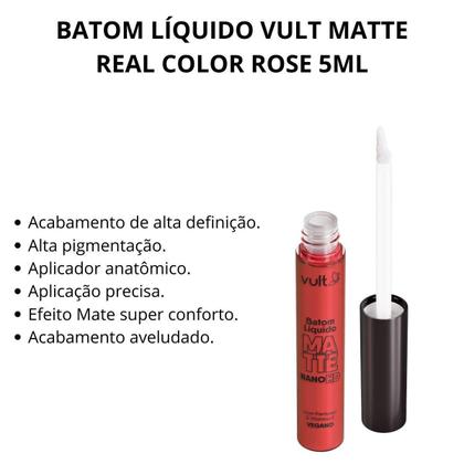 Imagem de Batom Líquido Vult Matte Real Color Rose 5Ml