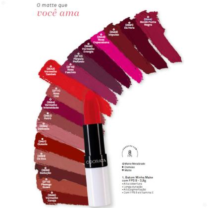 Imagem de Batom Matte Com FPS 8 Bordô Ponta Negra 3,8g Minha Make Odorata REF 2644