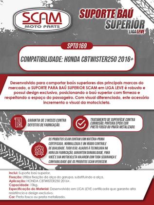 Imagem de Baú 41 litros Awa Proos com Bagageiro Prata para CB TWISTER 2016-2023