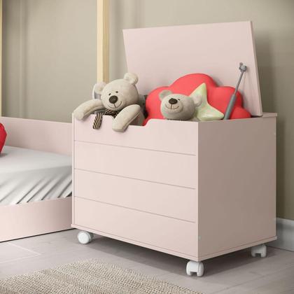 Imagem de Bau Caixa Organizadora Toys c/ Tampa e Rodízios Rosa Bebe Matic