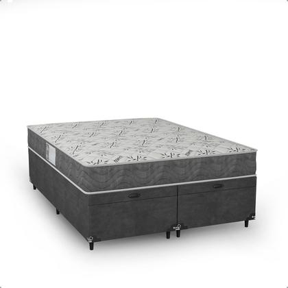 Imagem de Baú Casal Bipartido + Colchão D33 One Face - Suede Cinza - e-Shop Casa