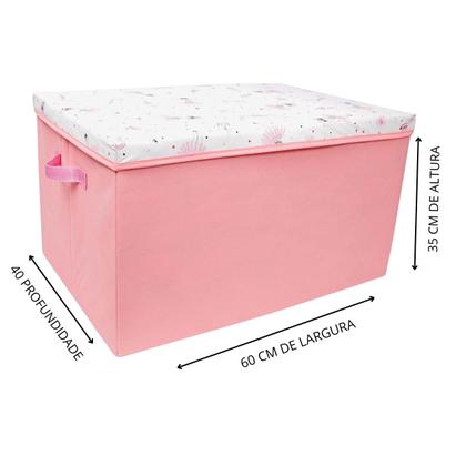 Imagem de Baú de Brinquedos Rosa com Tampa Estampada