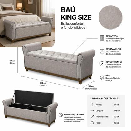 Imagem de Baú de Madeira Pé de Cama Box King Size material sintético