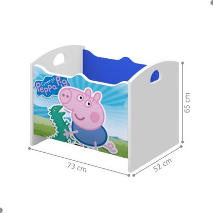 Imagem de Baú George Organizador Infantil Azul Branco Acetinado