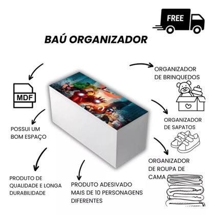 Imagem de Bau Infantil para brinquedos e objetos MDF Heróis