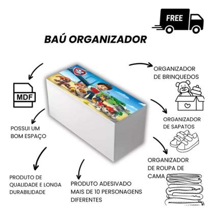 Imagem de Bau Infantil para brinquedos e objetos MDF Heróis