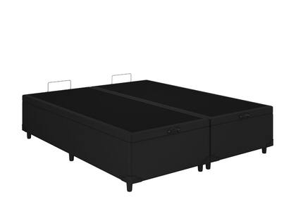 Imagem de Baú King Bipartido Suede Preto 192x203 Blindado