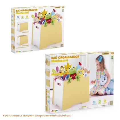 Imagem de Bau Organizador De Brinquedos Montessori Em Madeira MDF, Junges, Capacidade 70 Litros