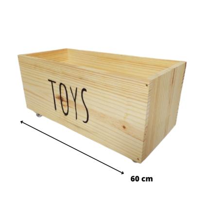 Imagem de Baú Organizador de Brinquedos Toys  em Madeira Pinus com Rodinhas 