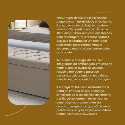 Imagem de Baú Para Quarto Cama Box Madeira Estofado Casal