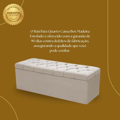 Imagem de Baú Para Quarto Cama Box Madeira Estofado Casal