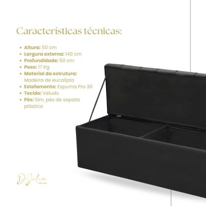 Imagem de Baú Para Quarto Cama Box Madeira Estofado Casal