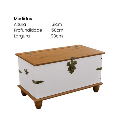 Imagem de Baú para Quarto Infantil com Tampo e Base em Madeira Maciça Joy