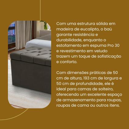 Imagem de Baú Para Quarto Pé de Cama Box King Size Madeira Estofado