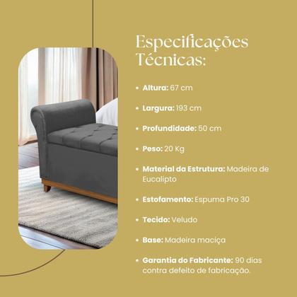 Imagem de Baú Para Quarto Pé de Cama Box King Size Madeira Grécia