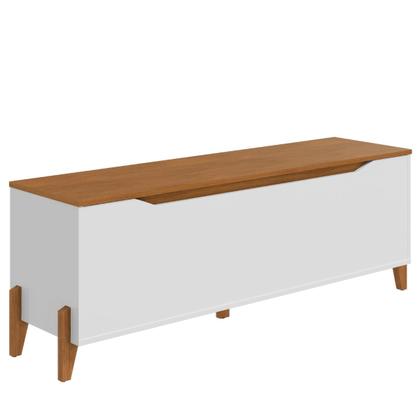 Imagem de Baú Recamier Cama Box Casal Quarto Multifuncional Guarda Volumes Multiuso Montessoriano Brinquedos Pés em Madeira Maciça Decoração Lua - Branco/Cedro