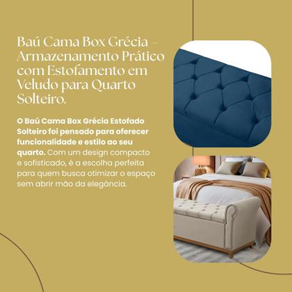 Imagem de Baú Recamier Cama Box Quarto Madeira Estofado Grécia Casal