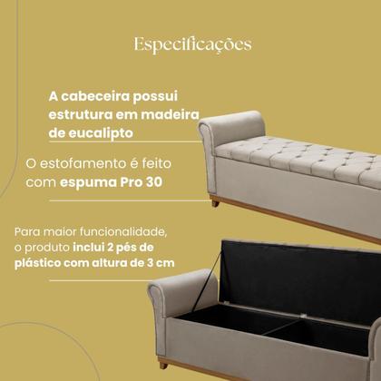 Imagem de Baú Recamier Cama Box Quarto Madeira Estofado Grécia Casal