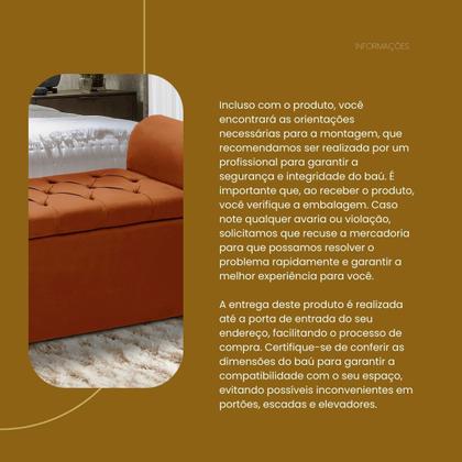 Imagem de Baú Recamier Para Cama Box Quarto Madeira Estofado King