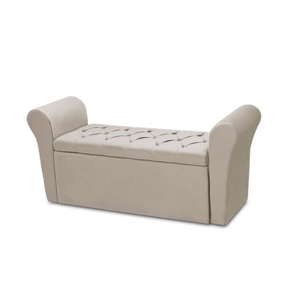 Imagem de Baú Recamier Para Cama Box Quarto Madeira Estofado King