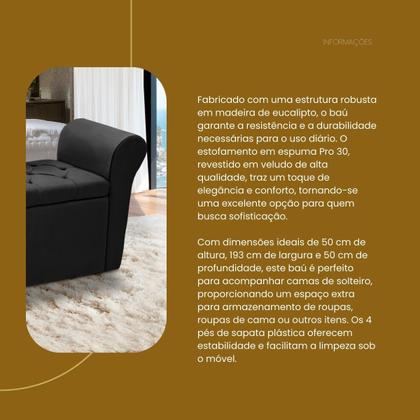 Imagem de Baú Recamier Para Cama Box Quarto Madeira Estofado King