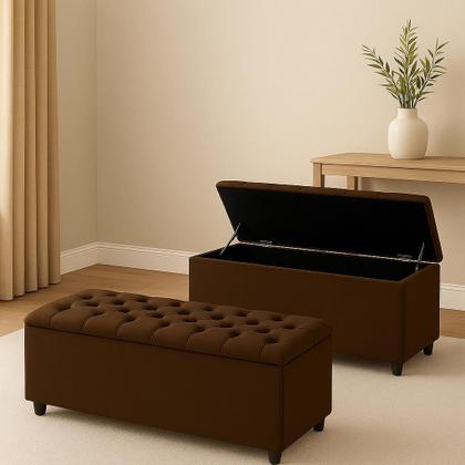 Imagem de Baú Recamier Sara 150 cm Para Cama Queen Com Capitonê E Pistão LV