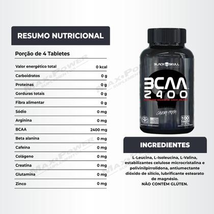 Imagem de Bcaa 2400mg 100 Cápsulas Black Skull