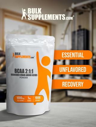 Imagem de BCAA em pó BulkSupplements.com BCAA 2:1:1 1 kg sem sabor