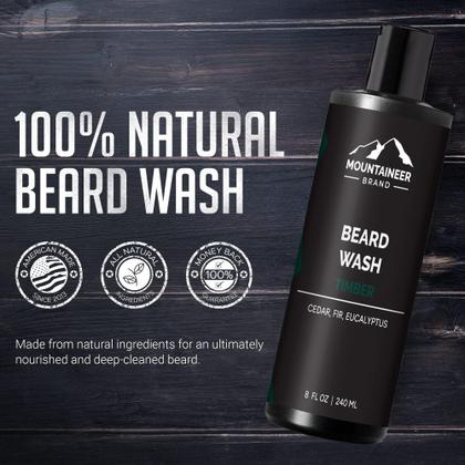Imagem de Beard Wash Mountaineer Brand 100% natural, aroma de madeira de 240 ml
