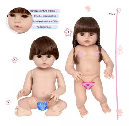 Imagem de Bebê Boneca Reborn Gêmeos Casal Menino e Menina Pode Dar Banho Corpo de Silicone Macio Realista Envio Imediato