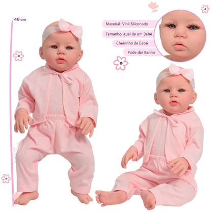 Imagem de Bebê Boneca Reborn Realista 100 Vinil 48cm Pode Dar Banho Reborn Realista Silicone Menina Pode dar Banho Com Itens
