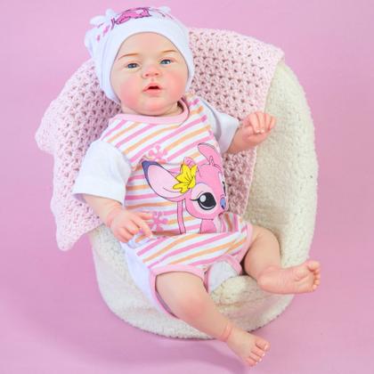 Imagem de Bebê Boneca Reborn Realista Mary Angel Menina Silicone Pode dar Banho Kit Bolsa Maternidade