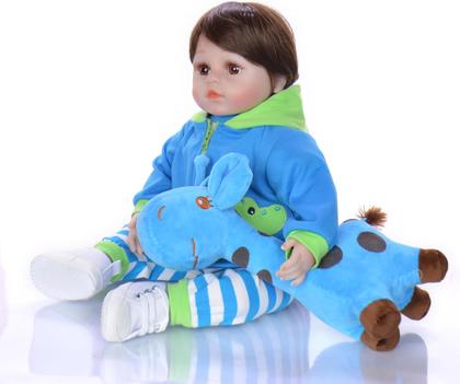Imagem de Bebe Boneco Reborn Menino Girafinha Corpo 100% Silicone 48cm Realista (Pode Dar Banho)