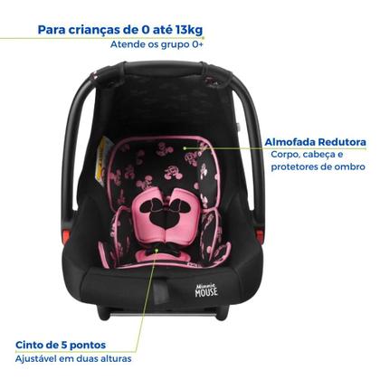 Imagem de  Bebe Conforto Cadeira Carro Minnie Rosa Cadeirinha Bebê Menina 0-13kg Disney