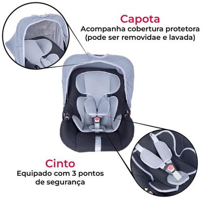 Imagem de Bebê Conforto Cadeirinha Para Carro segura com certificado styll baby preto cinza vermelho rosa