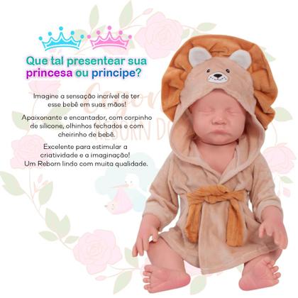 Imagem de Bebê Realista Leão Saída de Banho com Bolsa Maternidade