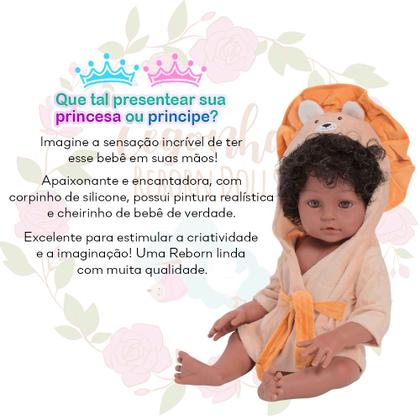 Imagem de Bebê Reborn 100% Silicone Negro Saída de Banho Leãozinho