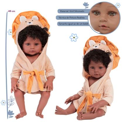 Imagem de Bebê Reborn 100% Silicone Negro Saída de Banho Leãozinho