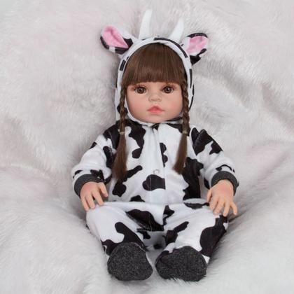 Imagem de Bebê Reborn Articulado Realista Roupa De Vaquinha E Pelúcia