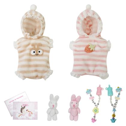 Imagem de Bebê Reborn Boneca Brastoy Silicone Sólido Gêmeos Menina e Menino 15cm Com Conjunto de Roupa Mamadeira Certidão e Pelúcia