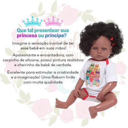 Imagem de Bebê Reborn Boneca Cabelo Cacheado Pode Molhar Com Kit Itens