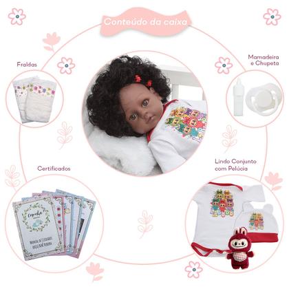 Imagem de Bebê Reborn Boneca Cabelo Cacheado Pode Molhar Com Kit Itens