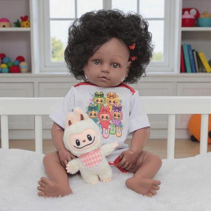 Imagem de Bebê Reborn Boneca Cabelo Cacheado Pode Molhar Com Kit Itens